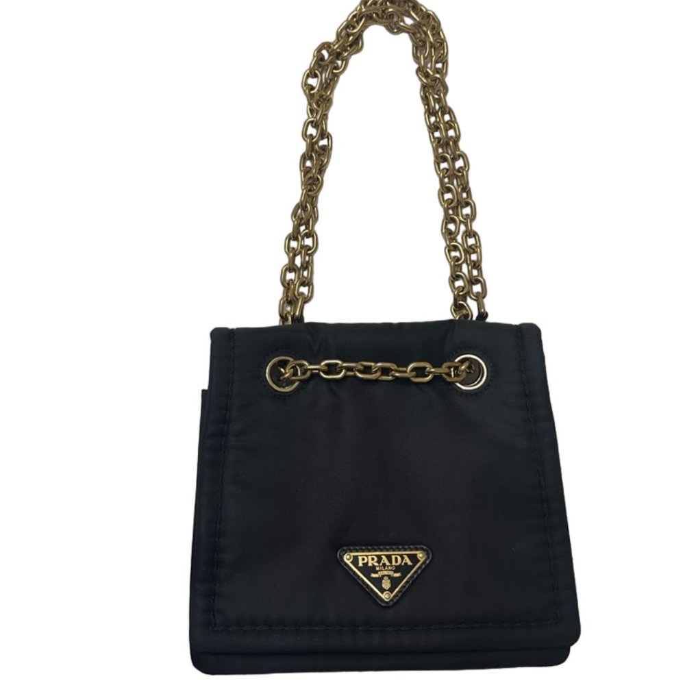 Prada Tessuto Nylon Chain Crossbody Shoulder Bag Black - Picture 4 of 16